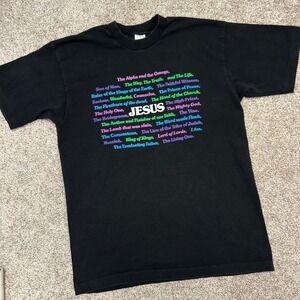 Vintage Jesus Names Of Christ Tshirt Men Size Large Made USA Single Stitch 90s